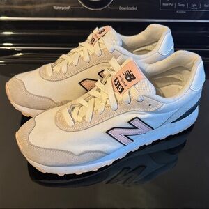 New Balance 515 White and Light Pink Sneakers